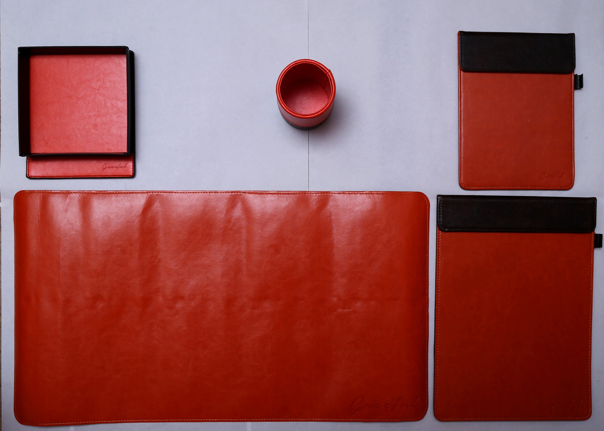 Load video: leather desk accessories
